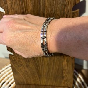 3/$18 Lia Sophia Silver/Black Stretch Bracelet - New - Lot 579